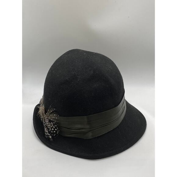 GOORIN BROS. Women's Black Wool Feather Derby Fedora Bowler Hat SZ M - Picture 3 of 11